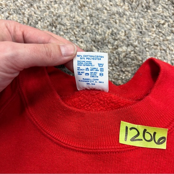 Vintage Jerzees sweatshirt mens XL extra large red crewneck blank USA 90s solid - Picture 8 of 11